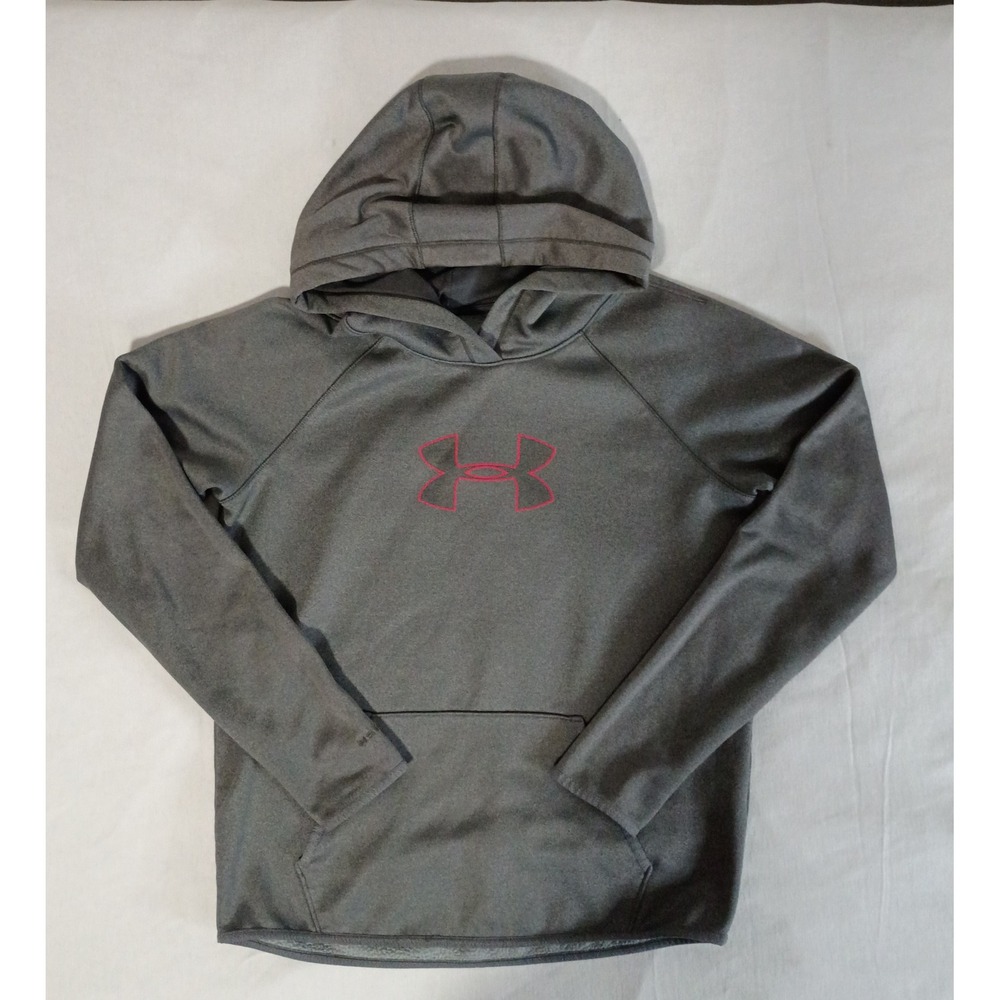 Under Armour Storm Armour Fleece Hoodie Gray Pink Logo Women Small Thumbholes